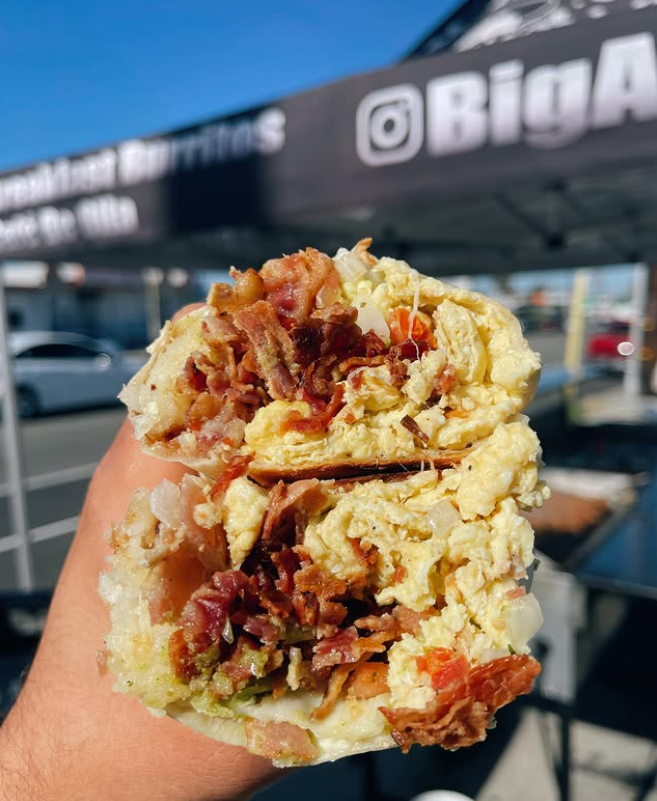 Loaded bacon and egg breakfast burrito